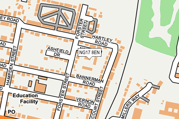 NG17 8EN map - OS OpenMap – Local (Ordnance Survey) NG17 8EN map - OS OpenMap – Local (Ordnance Survey)