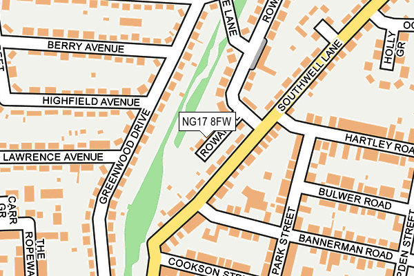 NG17 8FW map - OS OpenMap – Local (Ordnance Survey) NG17 8FW map - OS OpenMap – Local (Ordnance Survey)