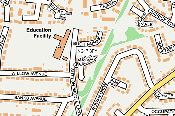 NG17 8FY map - OS OpenMap – Local (Ordnance Survey) NG17 8FY map - OS OpenMap – Local (Ordnance Survey)