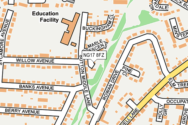 NG17 8FZ map - OS OpenMap – Local (Ordnance Survey) NG17 8FZ map - OS OpenMap – Local (Ordnance Survey)
