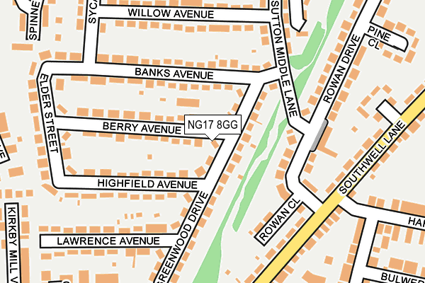 NG17 8GG map - OS OpenMap – Local (Ordnance Survey) NG17 8GG map - OS OpenMap – Local (Ordnance Survey)