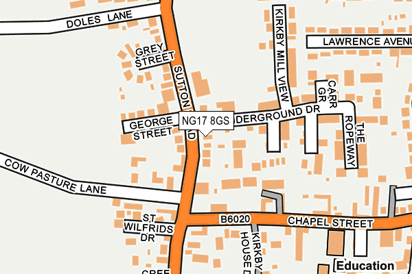 NG17 8GS map - OS OpenMap – Local (Ordnance Survey) NG17 8GS map - OS OpenMap – Local (Ordnance Survey)