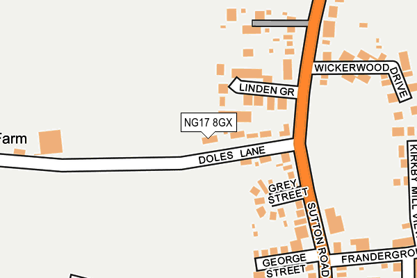NG17 8GX map - OS OpenMap – Local (Ordnance Survey) NG17 8GX map - OS OpenMap – Local (Ordnance Survey)