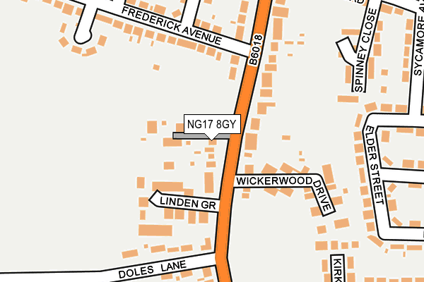 NG17 8GY map - OS OpenMap – Local (Ordnance Survey) NG17 8GY map - OS OpenMap – Local (Ordnance Survey)