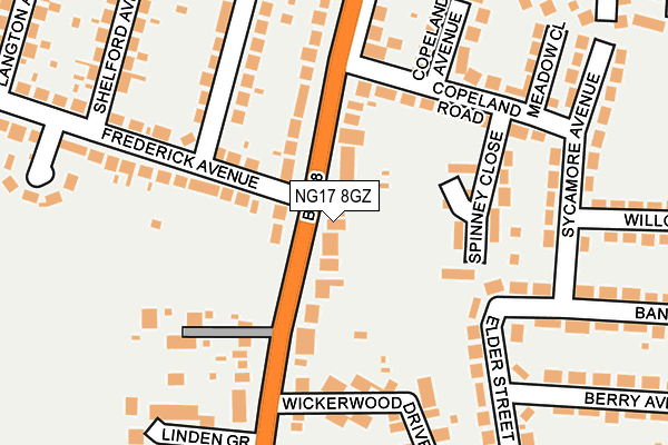 NG17 8GZ map - OS OpenMap – Local (Ordnance Survey) NG17 8GZ map - OS OpenMap – Local (Ordnance Survey)