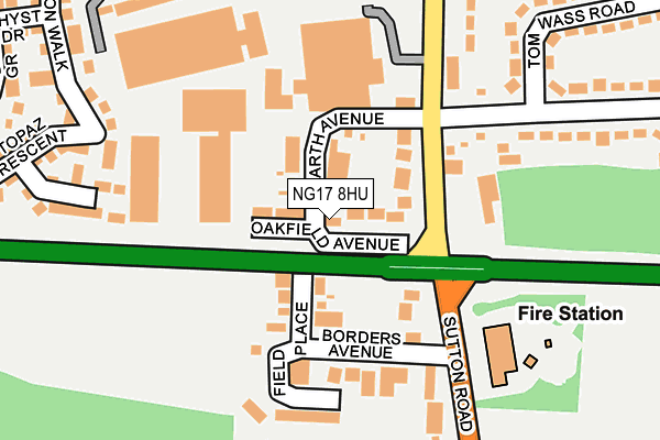 NG17 8HU map - OS OpenMap – Local (Ordnance Survey) NG17 8HU map - OS OpenMap – Local (Ordnance Survey)