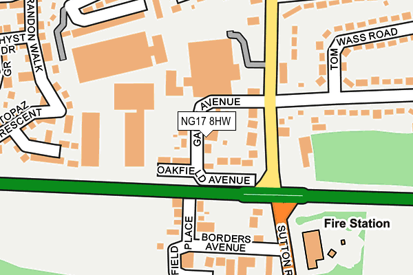 NG17 8HW map - OS OpenMap – Local (Ordnance Survey) NG17 8HW map - OS OpenMap – Local (Ordnance Survey)