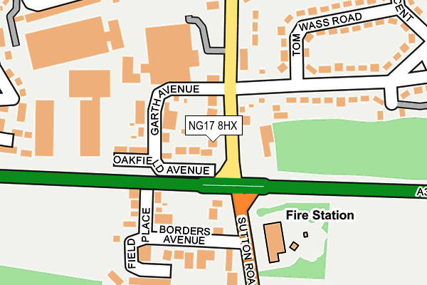 NG17 8HX map - OS OpenMap – Local (Ordnance Survey) NG17 8HX map - OS OpenMap – Local (Ordnance Survey)