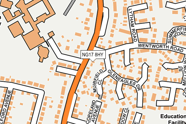 NG17 8HY map - OS OpenMap – Local (Ordnance Survey) NG17 8HY map - OS OpenMap – Local (Ordnance Survey)