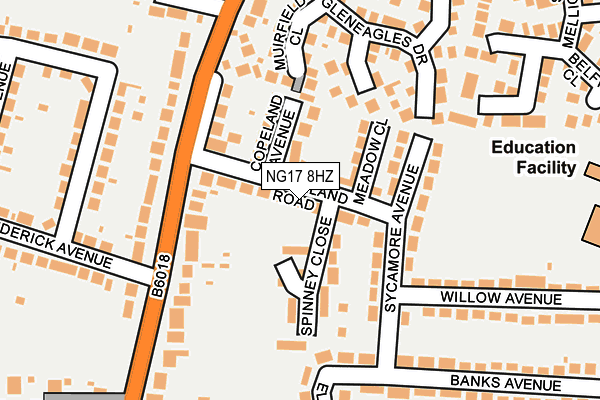 NG17 8HZ map - OS OpenMap – Local (Ordnance Survey) NG17 8HZ map - OS OpenMap – Local (Ordnance Survey)