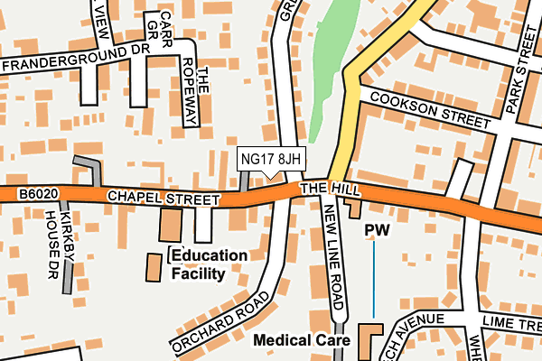 NG17 8JH map - OS OpenMap – Local (Ordnance Survey) NG17 8JH map - OS OpenMap – Local (Ordnance Survey)