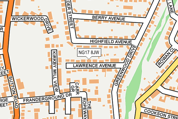 NG17 8JW map - OS OpenMap – Local (Ordnance Survey) NG17 8JW map - OS OpenMap – Local (Ordnance Survey)