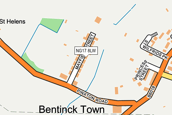 NG17 8LW map - OS OpenMap – Local (Ordnance Survey) NG17 8LW map - OS OpenMap – Local (Ordnance Survey)