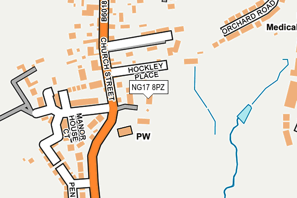 NG17 8PZ map - OS OpenMap – Local (Ordnance Survey) NG17 8PZ map - OS OpenMap – Local (Ordnance Survey)