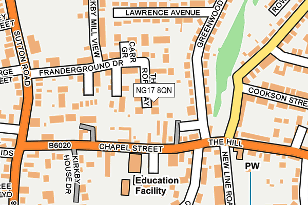 NG17 8QN map - OS OpenMap – Local (Ordnance Survey) NG17 8QN map - OS OpenMap – Local (Ordnance Survey)