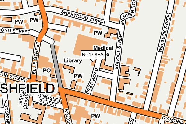 NG17 8RA map - OS OpenMap – Local (Ordnance Survey) NG17 8RA map - OS OpenMap – Local (Ordnance Survey)