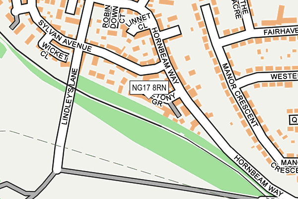 NG17 8RN map - OS OpenMap – Local (Ordnance Survey) NG17 8RN map - OS OpenMap – Local (Ordnance Survey)
