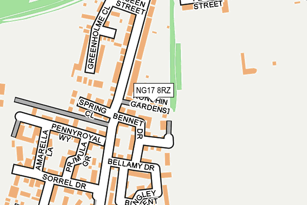 NG17 8RZ map - OS OpenMap – Local (Ordnance Survey) NG17 8RZ map - OS OpenMap – Local (Ordnance Survey)
