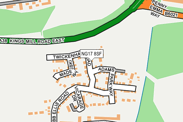 NG17 8SF map - OS OpenMap – Local (Ordnance Survey) NG17 8SF map - OS OpenMap – Local (Ordnance Survey)