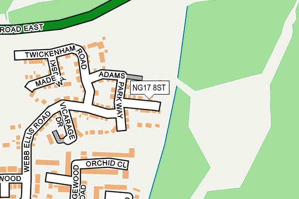 NG17 8ST map - OS OpenMap – Local (Ordnance Survey) NG17 8ST map - OS OpenMap – Local (Ordnance Survey)