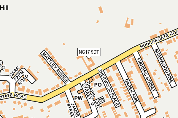 NG17 9DT map - OS OpenMap – Local (Ordnance Survey) NG17 9DT map - OS OpenMap – Local (Ordnance Survey)