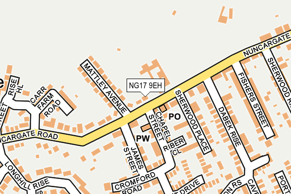NG17 9EH map - OS OpenMap – Local (Ordnance Survey) NG17 9EH map - OS OpenMap – Local (Ordnance Survey)