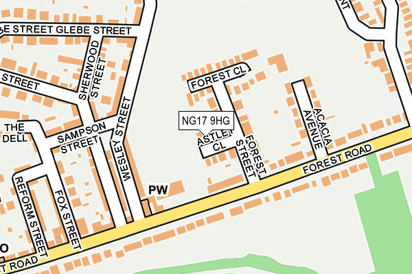 NG17 9HG map - OS OpenMap – Local (Ordnance Survey) NG17 9HG map - OS OpenMap – Local (Ordnance Survey)