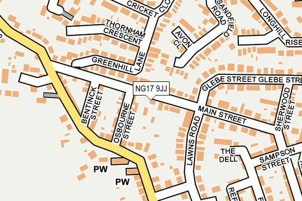 NG17 9JJ map - OS OpenMap – Local (Ordnance Survey) NG17 9JJ map - OS OpenMap – Local (Ordnance Survey)