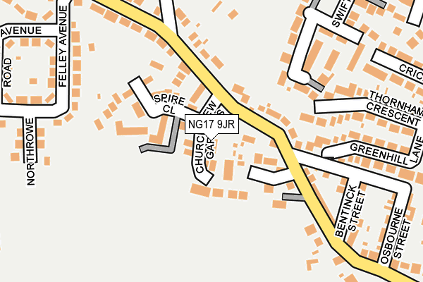 NG17 9JR map - OS OpenMap – Local (Ordnance Survey) NG17 9JR map - OS OpenMap – Local (Ordnance Survey)