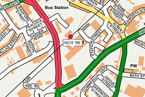 NG18 1BE map - OS OpenMap – Local (Ordnance Survey) NG18 1BE map - OS OpenMap – Local (Ordnance Survey)