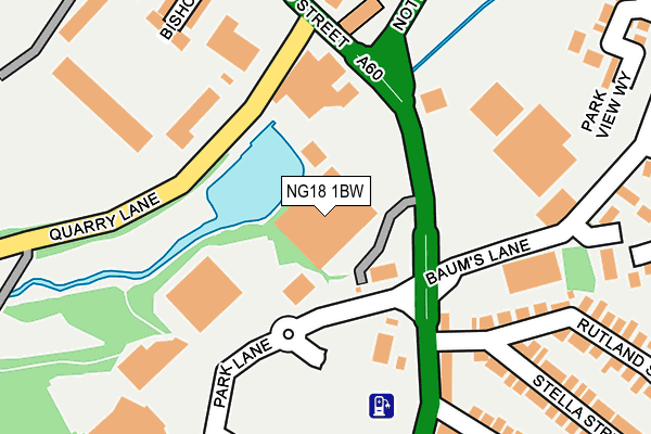 NG18 1BW map - OS OpenMap – Local (Ordnance Survey) NG18 1BW map - OS OpenMap – Local (Ordnance Survey)
