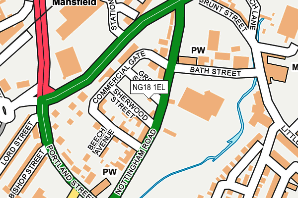 NG18 1EL map - OS OpenMap – Local (Ordnance Survey) NG18 1EL map - OS OpenMap – Local (Ordnance Survey)