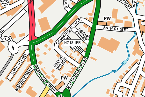 NG18 1ER map - OS OpenMap – Local (Ordnance Survey) NG18 1ER map - OS OpenMap – Local (Ordnance Survey)