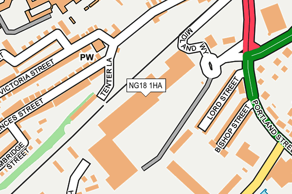 NG18 1HA map - OS OpenMap – Local (Ordnance Survey) NG18 1HA map - OS OpenMap – Local (Ordnance Survey)