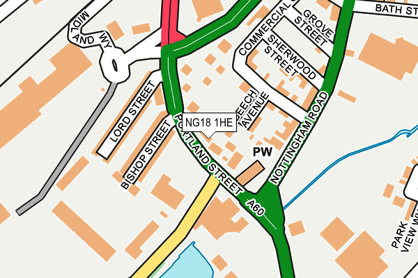 NG18 1HE map - OS OpenMap – Local (Ordnance Survey) NG18 1HE map - OS OpenMap – Local (Ordnance Survey)