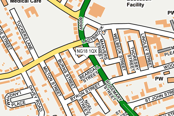 NG18 1QX map - OS OpenMap – Local (Ordnance Survey)