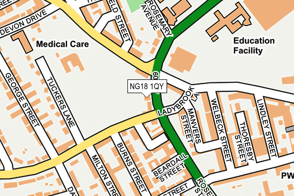 NG18 1QY map - OS OpenMap – Local (Ordnance Survey) NG18 1QY map - OS OpenMap – Local (Ordnance Survey)