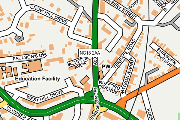 NG18 2AA map - OS OpenMap – Local (Ordnance Survey) NG18 2AA map - OS OpenMap – Local (Ordnance Survey)