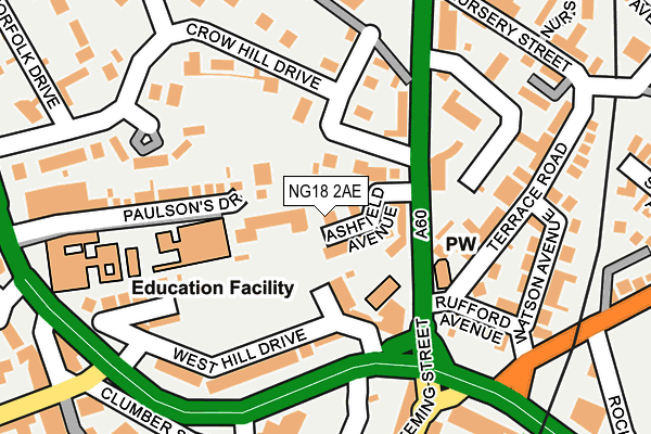 NG18 2AE map - OS OpenMap – Local (Ordnance Survey) NG18 2AE map - OS OpenMap – Local (Ordnance Survey)