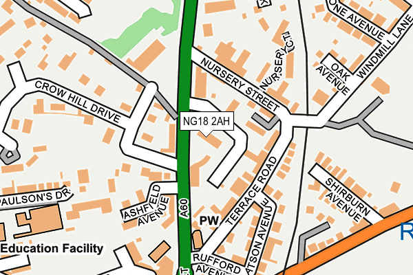 NG18 2AH map - OS OpenMap – Local (Ordnance Survey) NG18 2AH map - OS OpenMap – Local (Ordnance Survey)
