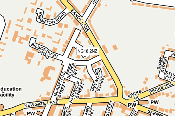 NG18 2NZ map - OS OpenMap – Local (Ordnance Survey) NG18 2NZ map - OS OpenMap – Local (Ordnance Survey)