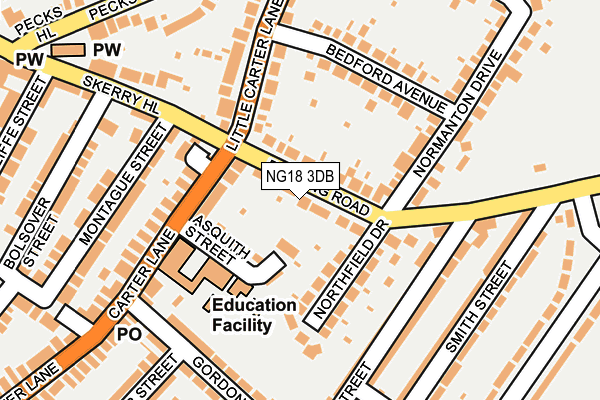 NG18 3DB map - OS OpenMap – Local (Ordnance Survey) NG18 3DB map - OS OpenMap – Local (Ordnance Survey)