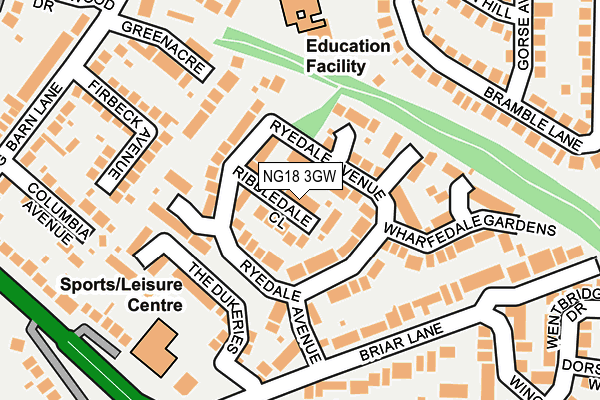 NG18 3GW map - OS OpenMap – Local (Ordnance Survey) NG18 3GW map - OS OpenMap – Local (Ordnance Survey)
