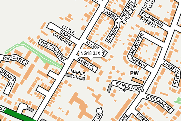 NG18 3JX map - OS OpenMap – Local (Ordnance Survey) NG18 3JX map - OS OpenMap – Local (Ordnance Survey)