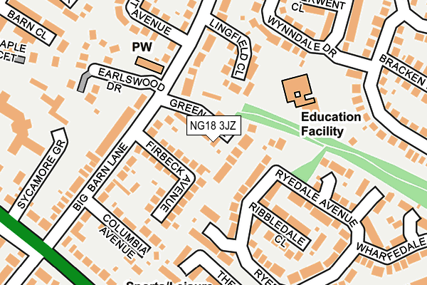 NG18 3JZ map - OS OpenMap – Local (Ordnance Survey) NG18 3JZ map - OS OpenMap – Local (Ordnance Survey)