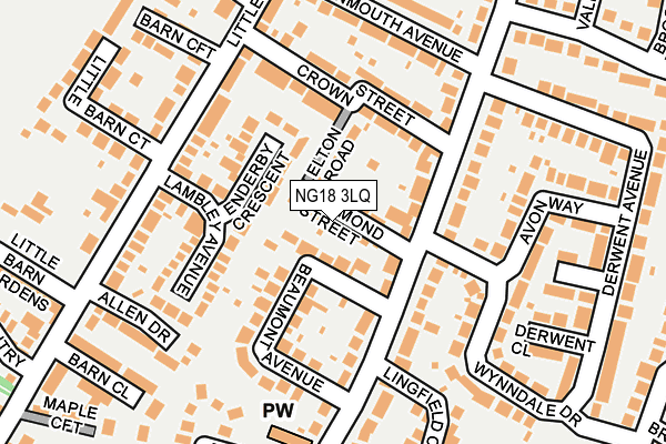 NG18 3LQ map - OS OpenMap – Local (Ordnance Survey) NG18 3LQ map - OS OpenMap – Local (Ordnance Survey)