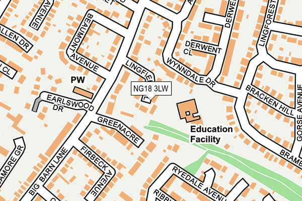 NG18 3LW map - OS OpenMap – Local (Ordnance Survey) NG18 3LW map - OS OpenMap – Local (Ordnance Survey)
