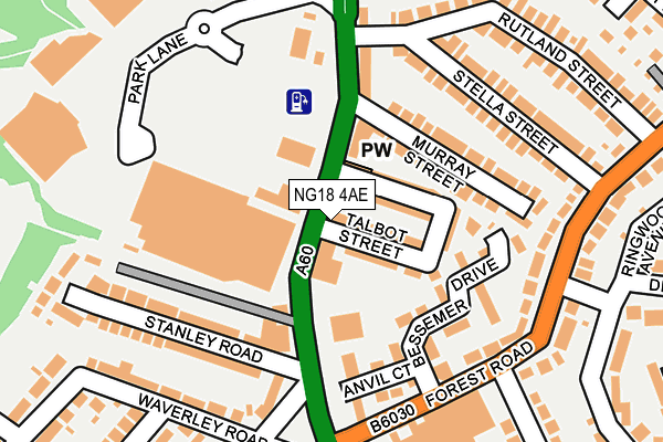 NG18 4AE map - OS OpenMap – Local (Ordnance Survey) NG18 4AE map - OS OpenMap – Local (Ordnance Survey)