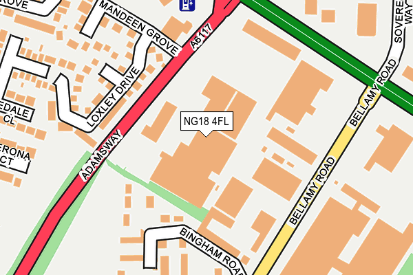 NG18 4FL map - OS OpenMap – Local (Ordnance Survey) NG18 4FL map - OS OpenMap – Local (Ordnance Survey)