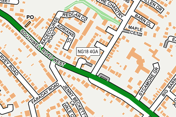 NG18 4GA map - OS OpenMap – Local (Ordnance Survey) NG18 4GA map - OS OpenMap – Local (Ordnance Survey)